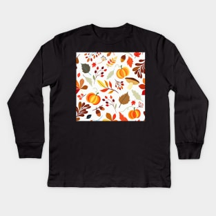 Fall Pattern, Beautiful Autumn, Pumpkins, Acorns, Leaves & Mushrooms face masks, Phone Cases, Apparel & Gifts Kids Long Sleeve T-Shirt